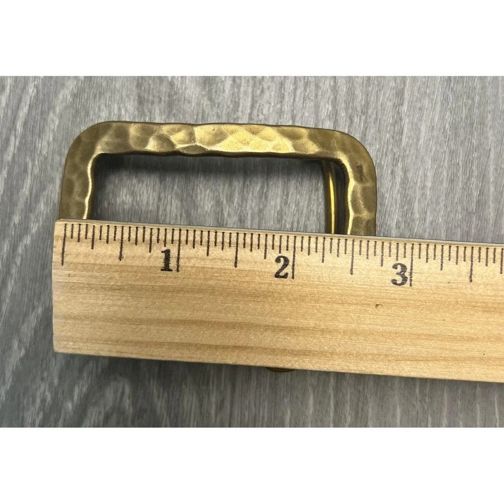 Vintage Dick Peck Belt Buckle Mens Brass Hammered Monogram JDM Signed 1976 1970s